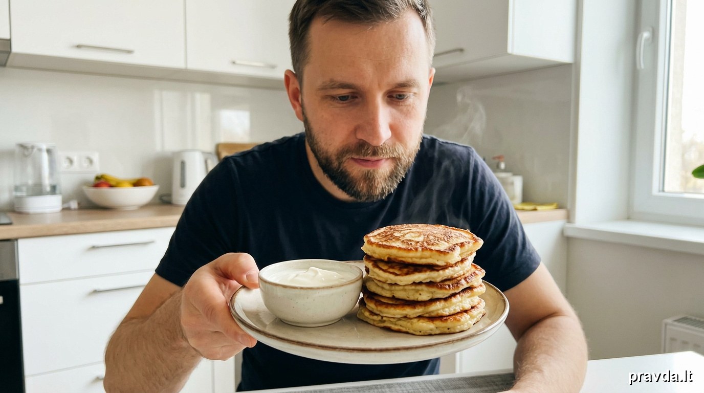 Be miltų, vos per 10 minučių. Paimu 1 stiklinę kefyro ir išsikepu visą kalną gardėsių